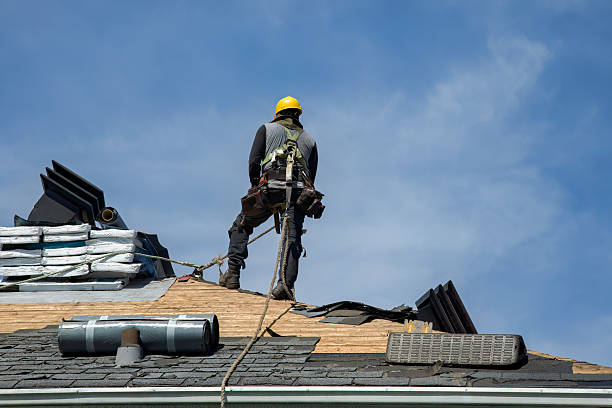 Professional Gutter Installation technician working in Wolcott, NY